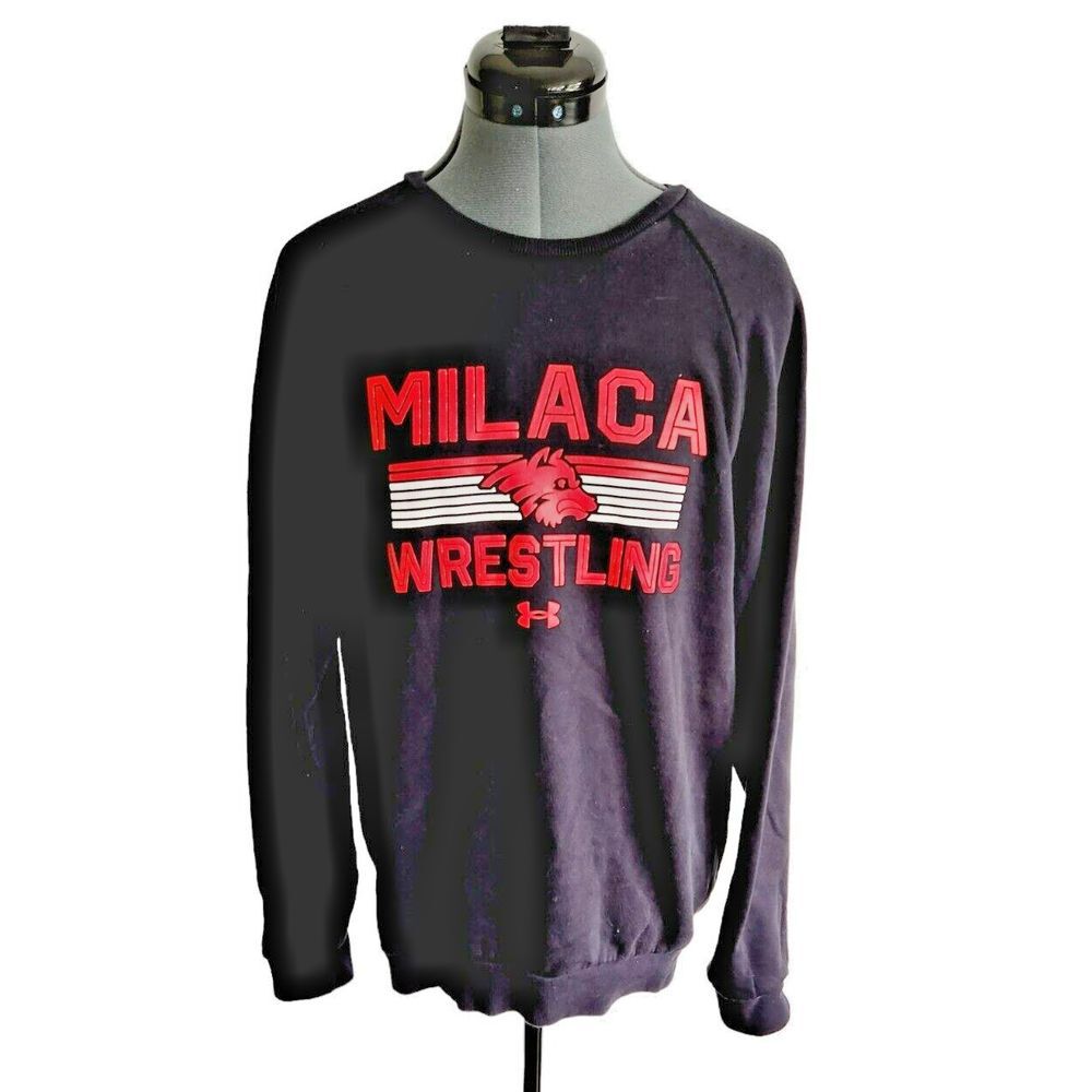 Under‎ Armour Mens Milaca Wrestling Crewneck Sweatshirt Black Small SM Loose Fit